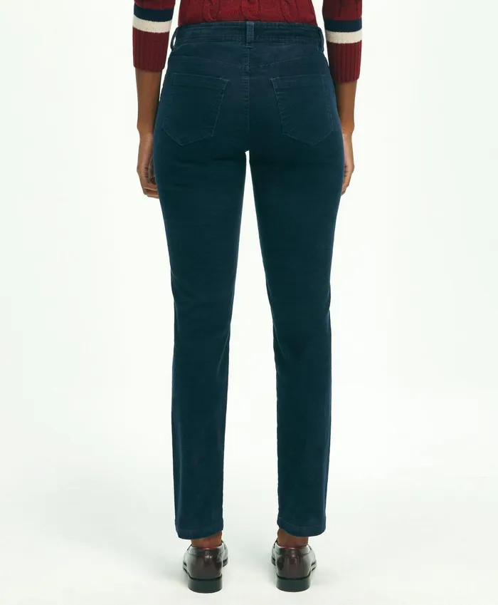 Women Stretch Cotton Corduroy 5Pocket Pants Navy Brooks Brothers Pants and Skirts