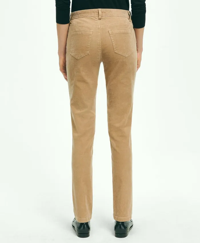 Women Stretch Cotton Corduroy 5Pocket Pants Taupe Brooks Brothers Pants and Skirts