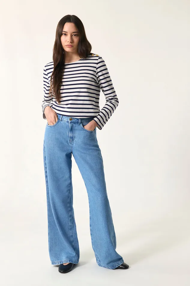 Women Striped Jumper Filipette EcruMarine Marinire Coton cru Et Bleu Des Petits Hauts TShirts and Sweatshirts Women Striped Jumper Filipette EcruMarine Marinire Coton cru Et Bleu Des Petits Hauts TShirts and Sweatshirts