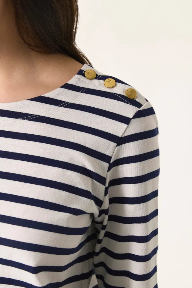 Women Striped Jumper Filipette EcruMarine Marinire Coton cru Et Bleu Des Petits Hauts TShirts and Sweatshirts