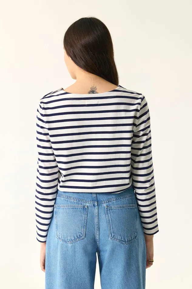 Women Striped Jumper Filipette EcruMarine Marinire Coton cru Et Bleu Des Petits Hauts TShirts and Sweatshirts