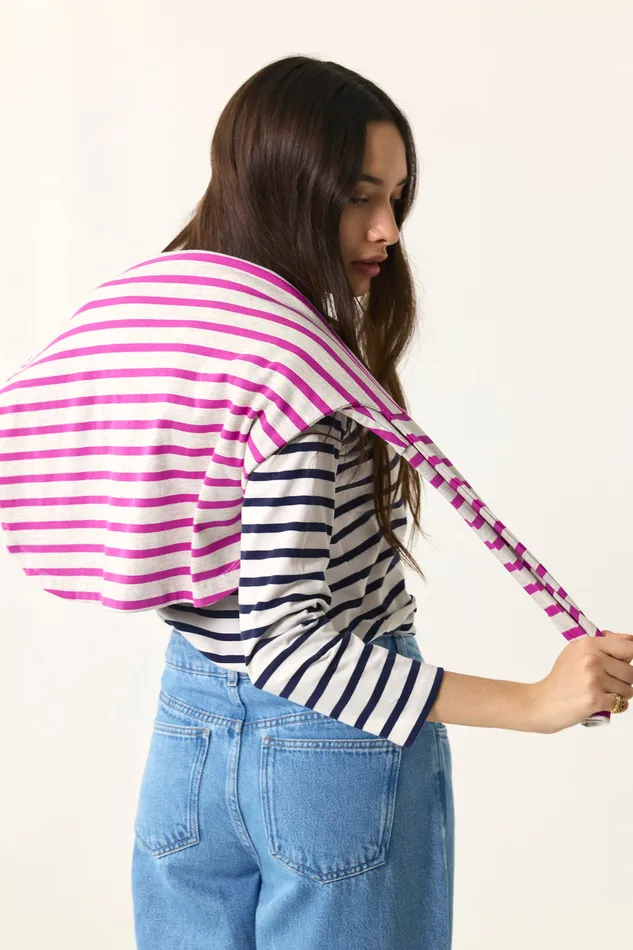 Women Striped Jumper Filipette EcruMarine Marinire Coton cru Et Bleu Des Petits Hauts TShirts and Sweatshirts