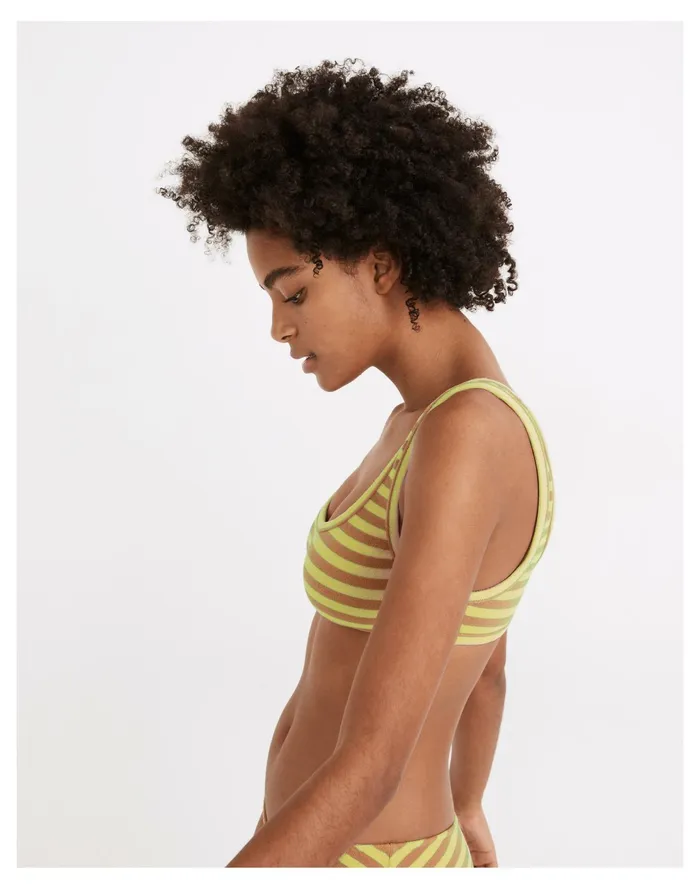 Women Striped Terry Pullover Bikini Top Citron Umbrella Stripe Madewell Swim Women Striped Terry Pullover Bikini Top Citron Umbrella Stripe Madewell Swim