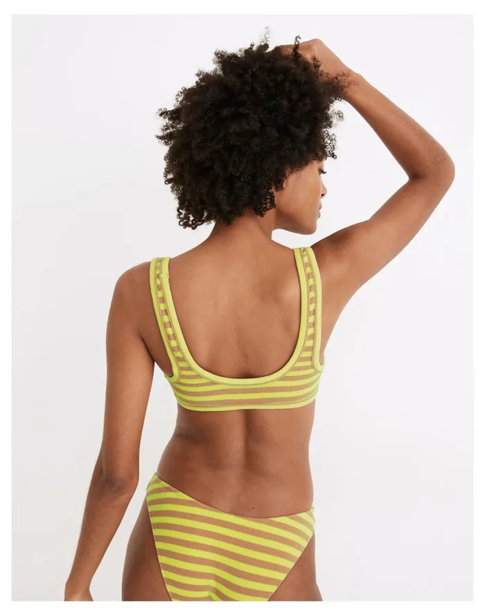 Women Striped Terry Pullover Bikini Top Citron Umbrella Stripe Madewell Swim Women Striped Terry Pullover Bikini Top Citron Umbrella Stripe Madewell Swim