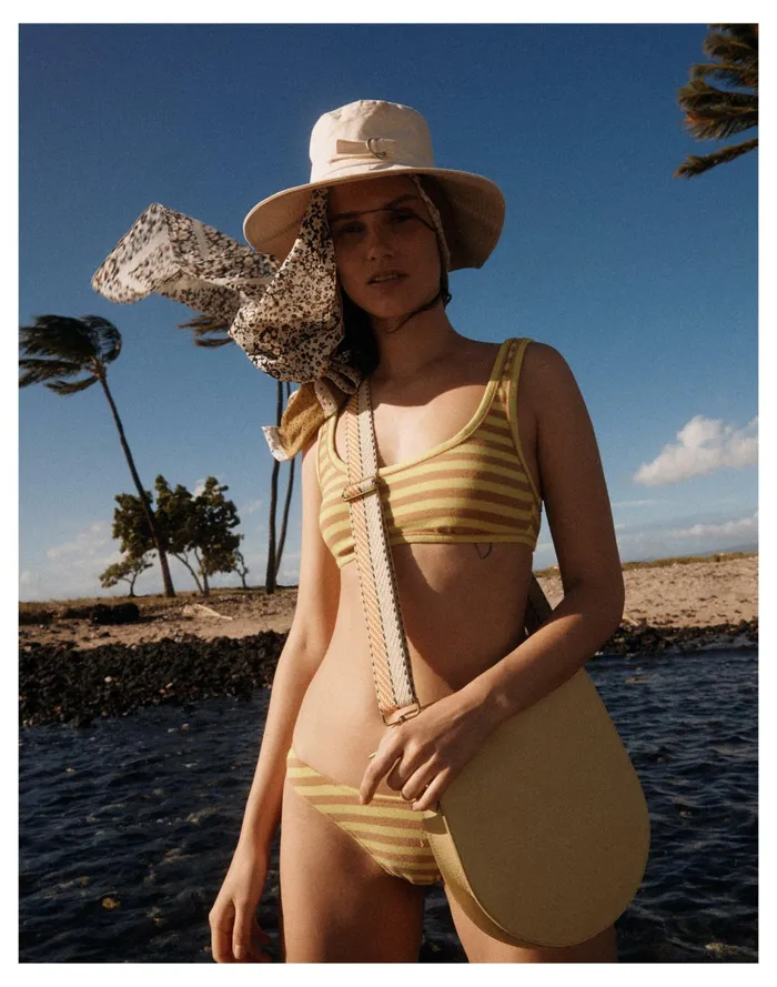 Women Striped Terry Pullover Bikini Top Citron Umbrella Stripe Madewell Swim Women Striped Terry Pullover Bikini Top Citron Umbrella Stripe Madewell Swim