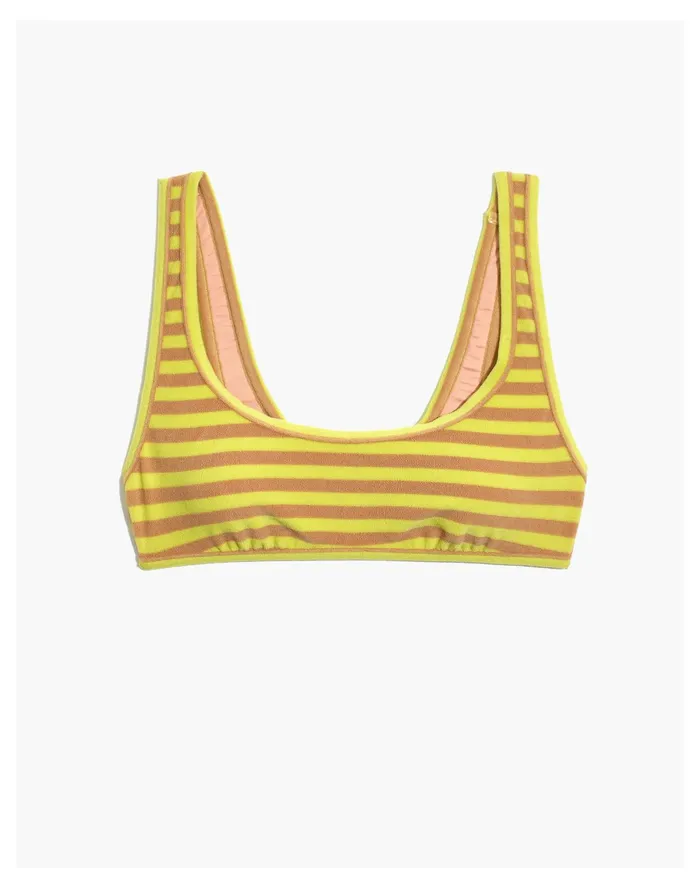 Women Striped Terry Pullover Bikini Top Citron Umbrella Stripe Madewell Swim Women Striped Terry Pullover Bikini Top Citron Umbrella Stripe Madewell Swim