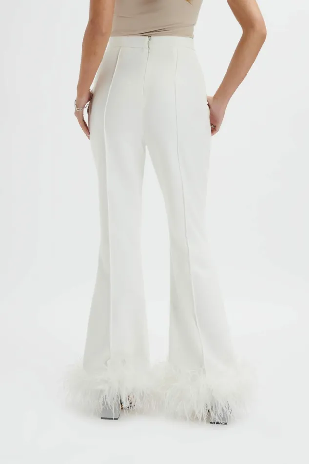 Women Suiting Lavish Alice NAHLA Fit and Flare Trouser With Feather Hem In White White