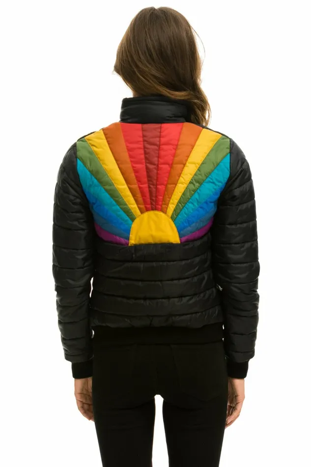 Women SUNBURST JACKET 8211 GLOSSY BLACK Aviator Nation Outerwear