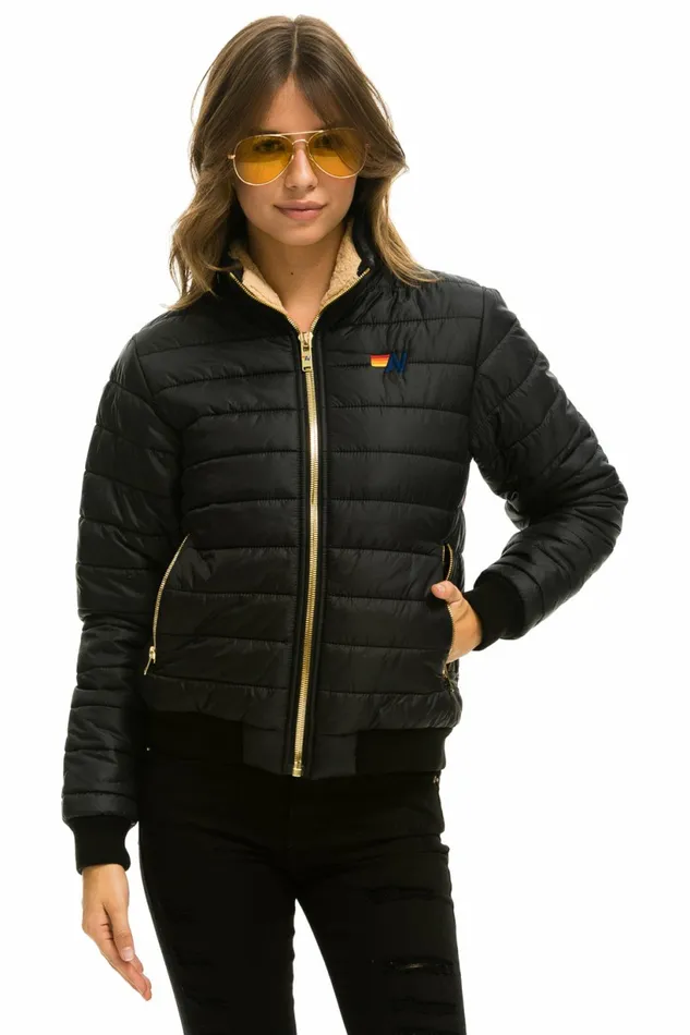 Women SUNBURST JACKET 8211 GLOSSY BLACK Aviator Nation Outerwear Women SUNBURST JACKET 8211 GLOSSY BLACK Aviator Nation Outerwear