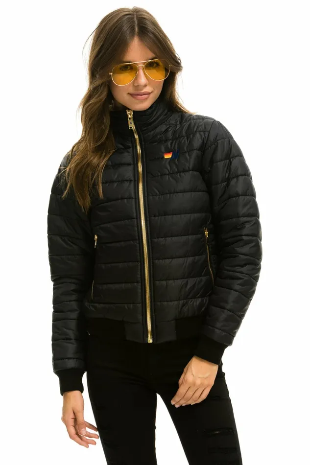 Women SUNBURST JACKET 8211 GLOSSY BLACK Aviator Nation Outerwear Women SUNBURST JACKET 8211 GLOSSY BLACK Aviator Nation Outerwear