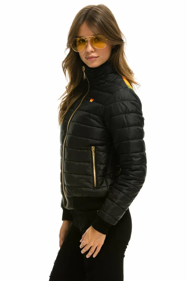 Women SUNBURST JACKET 8211 GLOSSY BLACK Aviator Nation Outerwear Women SUNBURST JACKET 8211 GLOSSY BLACK Aviator Nation Outerwear
