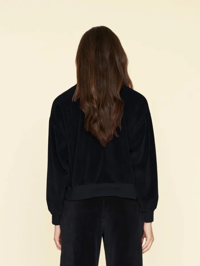 Women Sweats and Tees Xirena Black Huxley Velour Sweatshirt