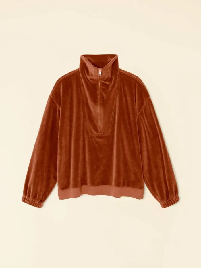 Women Sweats and Tees Xirena Brown Sugar Oliver Velour Sweatshirt