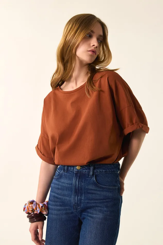 Women TShirt Haricia Ecureuil TShirt Coton Marron Des Petits Hauts TShirts and Sweatshirts Women TShirt Haricia Ecureuil TShirt Coton Marron Des Petits Hauts TShirts and Sweatshirts