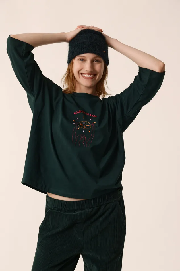 Women TShirt Janelia Epicea TShirt Coton Vert Fonc Des Petits Hauts TShirts and Sweatshirts
