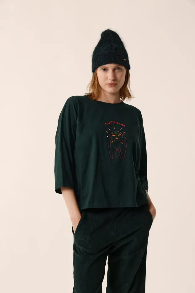 Women TShirt Janelia Epicea TShirt Coton Vert Fonc Des Petits Hauts TShirts and Sweatshirts