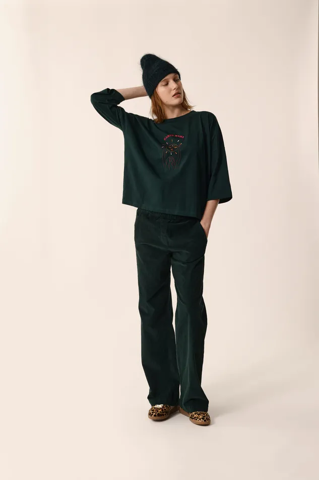 Women TShirt Janelia Epicea TShirt Coton Vert Fonc Des Petits Hauts TShirts and Sweatshirts