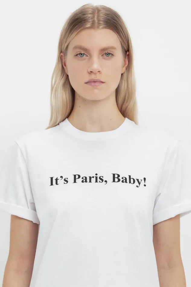 Women TShirts and Sweatshirts Victoria Beckham IT039S PARIS BABY Tshirt In White