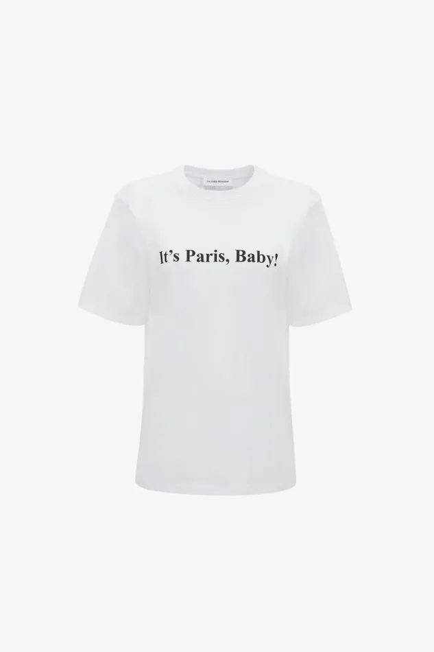 Women TShirts and Sweatshirts Victoria Beckham IT039S PARIS BABY Tshirt In White