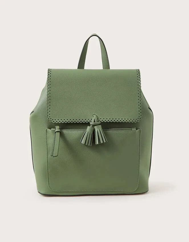 Women Tassel Backpack Green Monsoon Bags and Purses