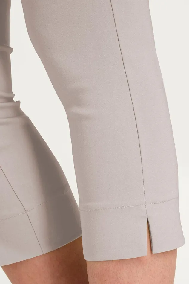Women Taupe Elastic Waist Stretch Cropped Trousers Roman Coords