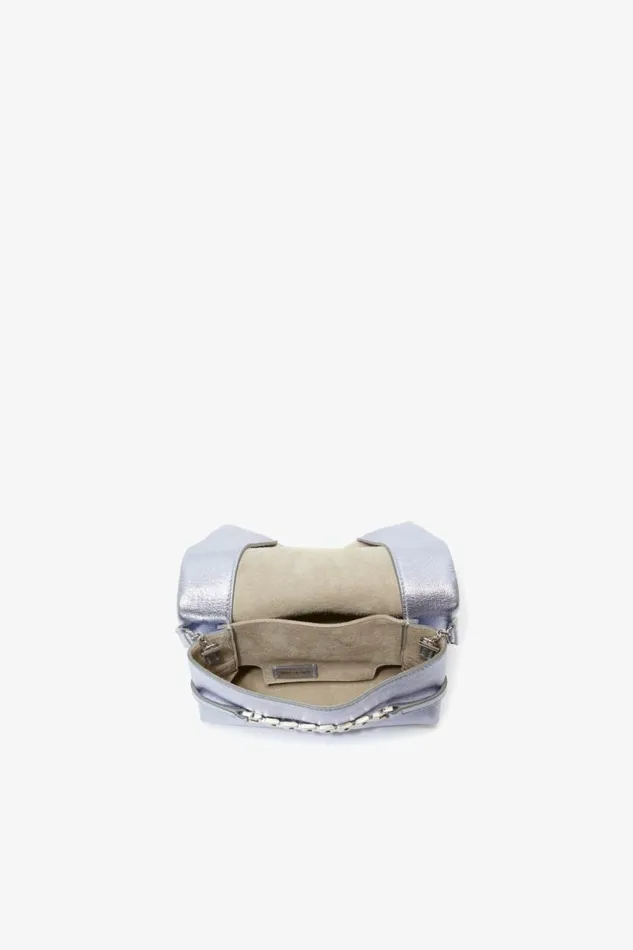 Women The Chain Pouch Victoria Beckham Mini Chain Pouch In Metallic Sky Leather