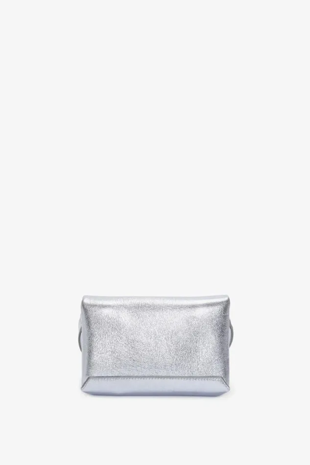 Women The Chain Pouch Victoria Beckham Mini Chain Pouch In Metallic Sky Leather