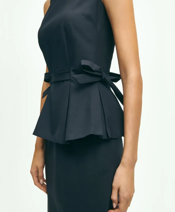 Women The Essential Brooks Brothers Stretch Wool Peplum Top Navy Brooks Brothers Blouses and Shirts