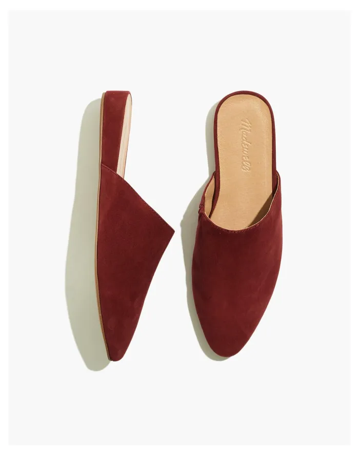 Women The Kasey Mule In Suede Rusted Burgundy Madewell Flats