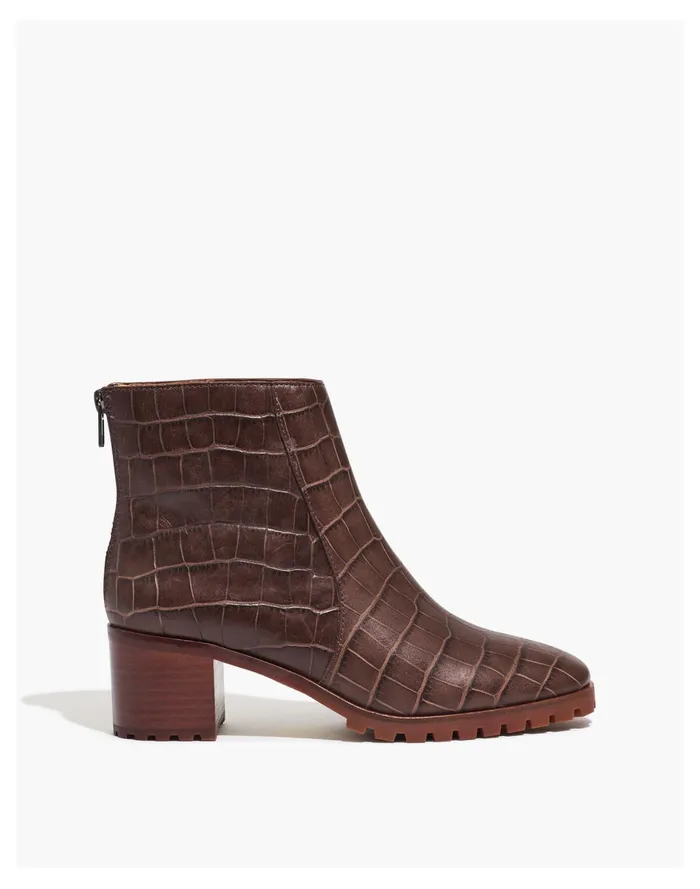 Women The Katie Lugsole Boot In Croc Embossed Leather Dark Coffee Madewell Boots Women The Katie Lugsole Boot In Croc Embossed Leather Dark Coffee Madewell Boots