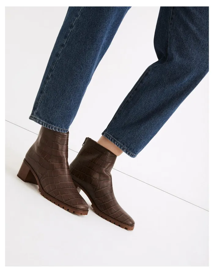 Women The Katie Lugsole Boot In Croc Embossed Leather Dark Coffee Madewell Boots Women The Katie Lugsole Boot In Croc Embossed Leather Dark Coffee Madewell Boots