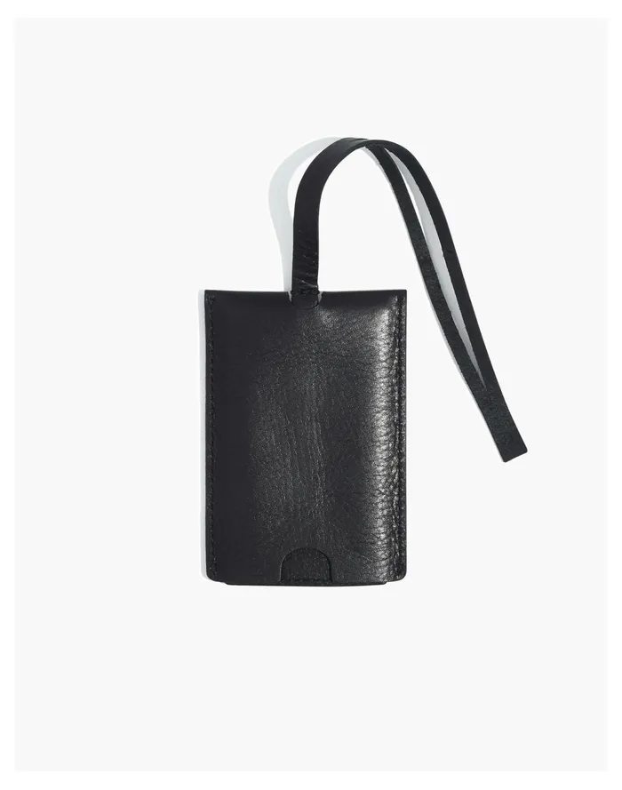 Women The Leather Luggage Tag True Black Madewell Luggage and Travel