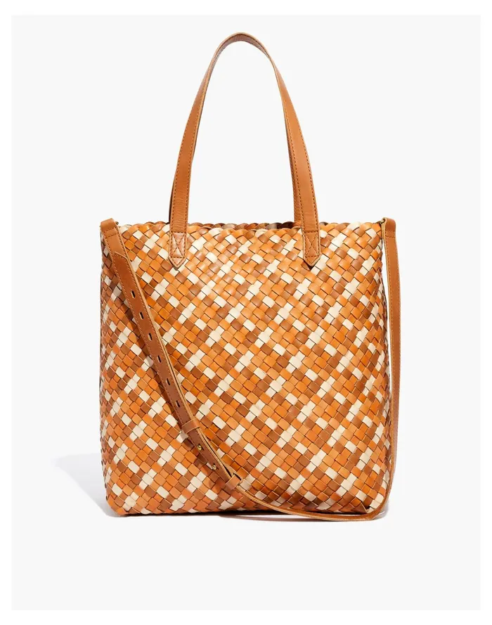 Women The Medium Transport Tote Tawny Sand Multi Madewell Totes