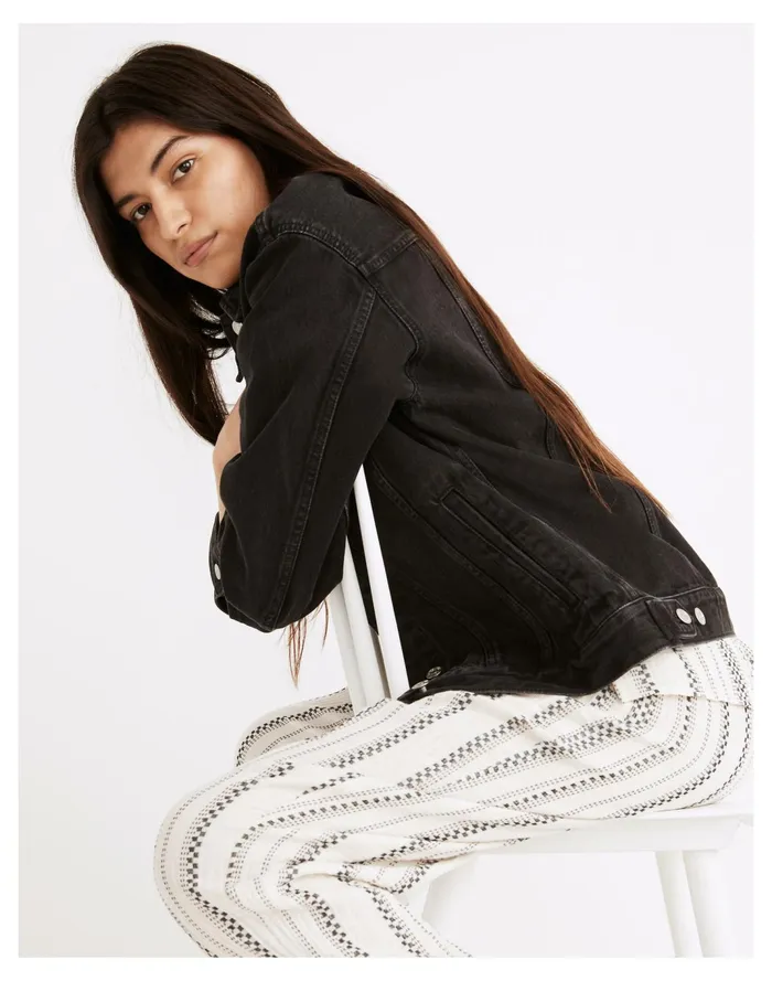 Women The Oversized Trucker Jean Jacket In Washed Black Washed Black Madewell Jackets Women The Oversized Trucker Jean Jacket In Washed Black Washed Black Madewell Jackets