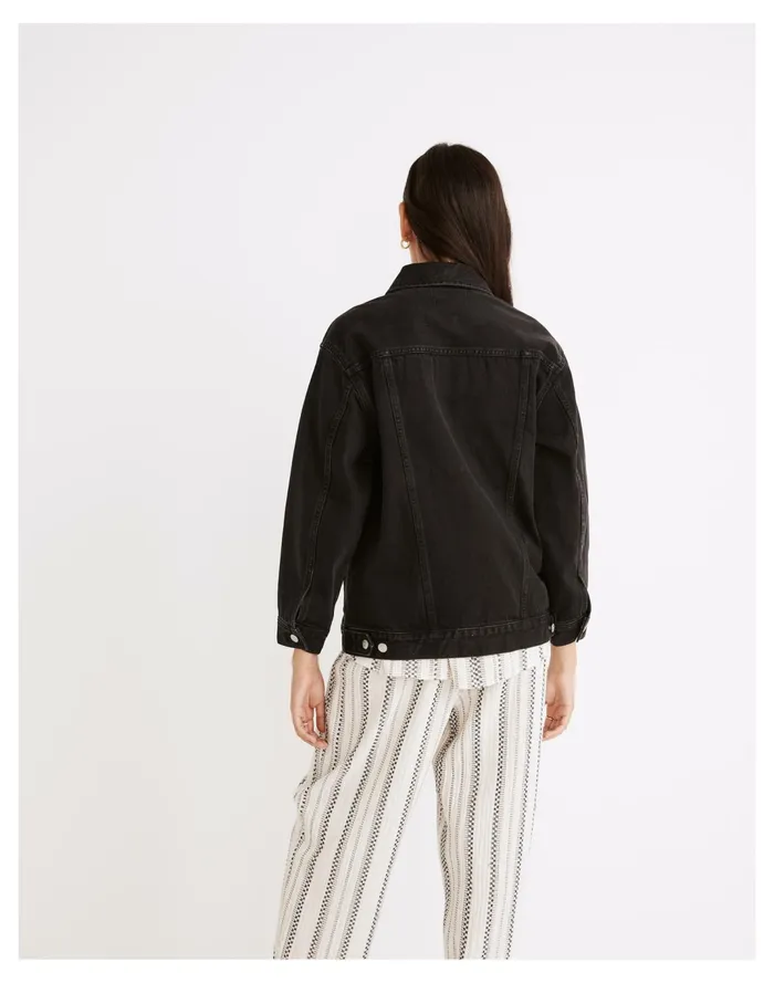 Women The Oversized Trucker Jean Jacket In Washed Black Washed Black Madewell Jackets Women The Oversized Trucker Jean Jacket In Washed Black Washed Black Madewell Jackets