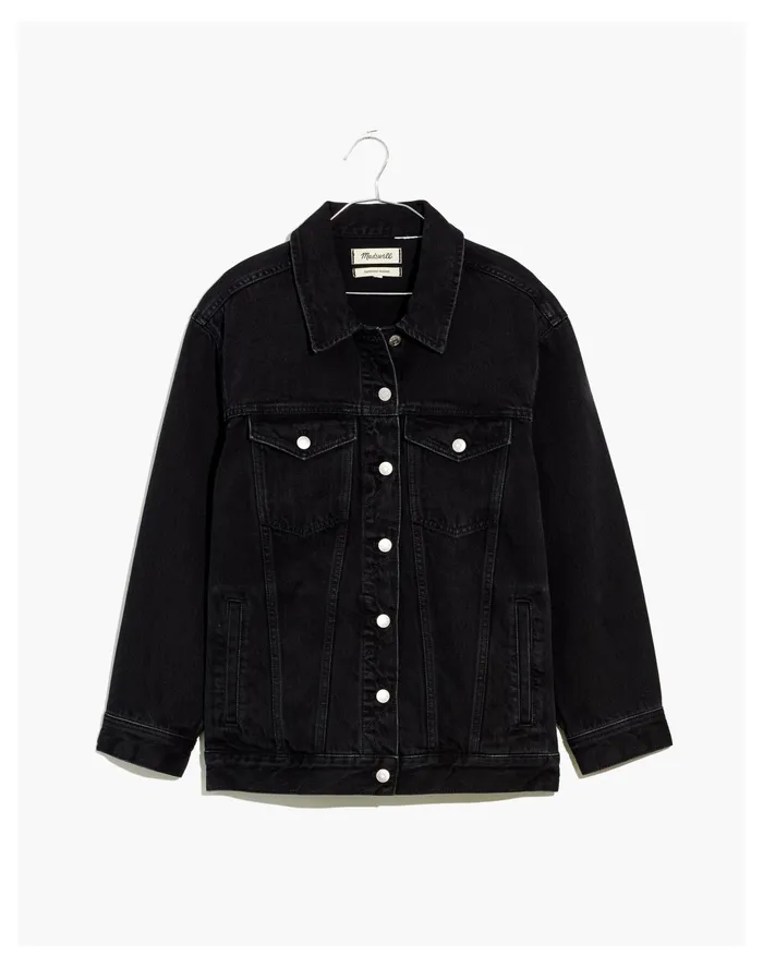 Women The Oversized Trucker Jean Jacket In Washed Black Washed Black Madewell Jackets Women The Oversized Trucker Jean Jacket In Washed Black Washed Black Madewell Jackets