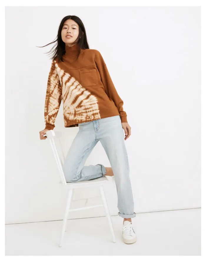 Women Tie Dye Resourced Cotton Mockneck Pocket Sweatshirt Dried Cedar Madewell Sweatshirts and Sweatpants Women Tie Dye Resourced Cotton Mockneck Pocket Sweatshirt Dried Cedar Madewell Sweatshirts and Sweatpants