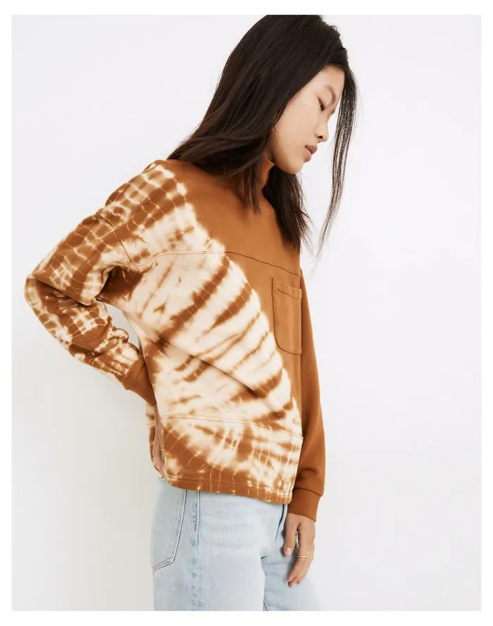 Women Tie Dye Resourced Cotton Mockneck Pocket Sweatshirt Dried Cedar Madewell Sweatshirts and Sweatpants Women Tie Dye Resourced Cotton Mockneck Pocket Sweatshirt Dried Cedar Madewell Sweatshirts and Sweatpants