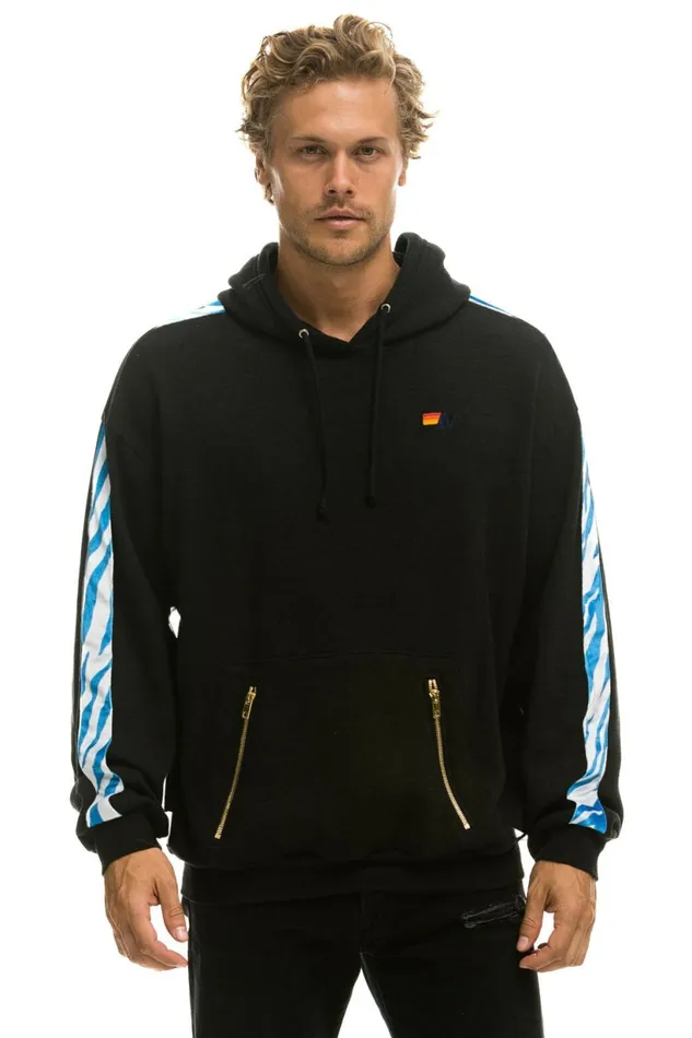 Women TIGER STRIPE RELAXED PULLOVER HOODIE 8211 BLACK BLUE TIGER Aviator Nation Hoodies Women TIGER STRIPE RELAXED PULLOVER HOODIE 8211 BLACK BLUE TIGER Aviator Nation Hoodies
