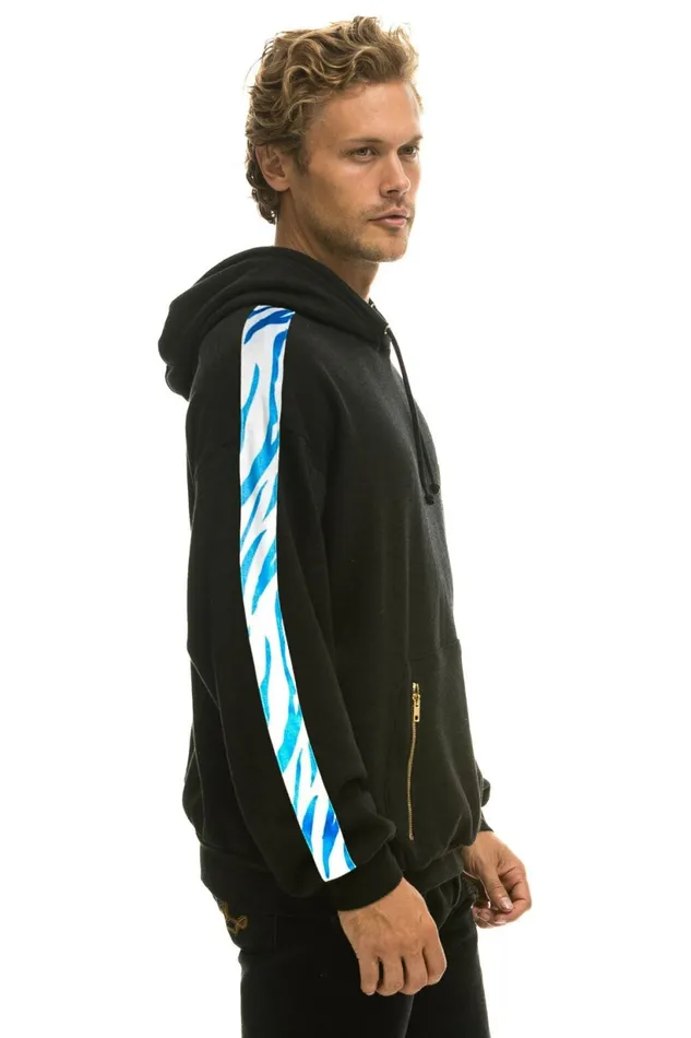 Women TIGER STRIPE RELAXED PULLOVER HOODIE 8211 BLACK BLUE TIGER Aviator Nation Hoodies Women TIGER STRIPE RELAXED PULLOVER HOODIE 8211 BLACK BLUE TIGER Aviator Nation Hoodies