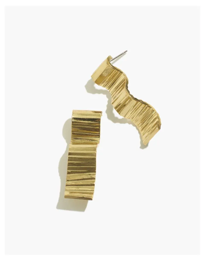 Women To The Market Ridged Statement Earrings Polished Brass Madewell Earrings