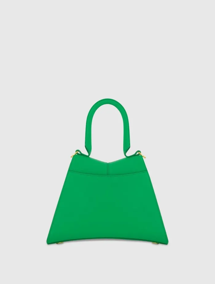 Women Top Handle Bags Mac Duggal Angular Small Green Leather Handbag With Gold Hardware Spring Green