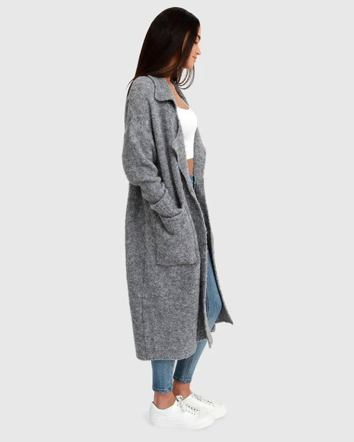Women Tops Belle and Bloom Born To Run Sustainable Sweater Coat 8211 Grey