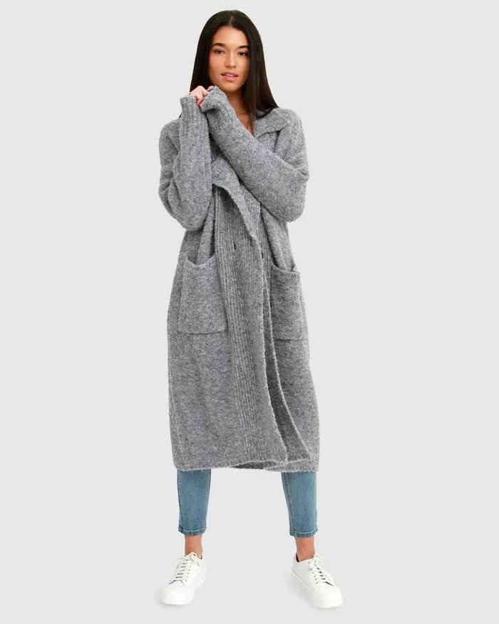 Women Tops Belle and Bloom Born To Run Sustainable Sweater Coat 8211 Grey