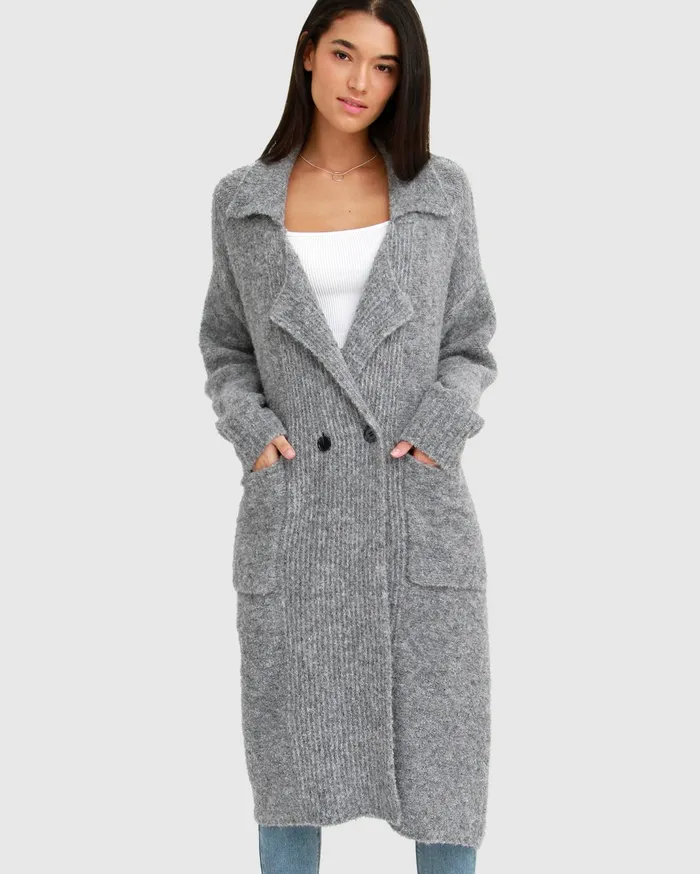 Women Tops Belle and Bloom Born To Run Sustainable Sweater Coat 8211 Grey