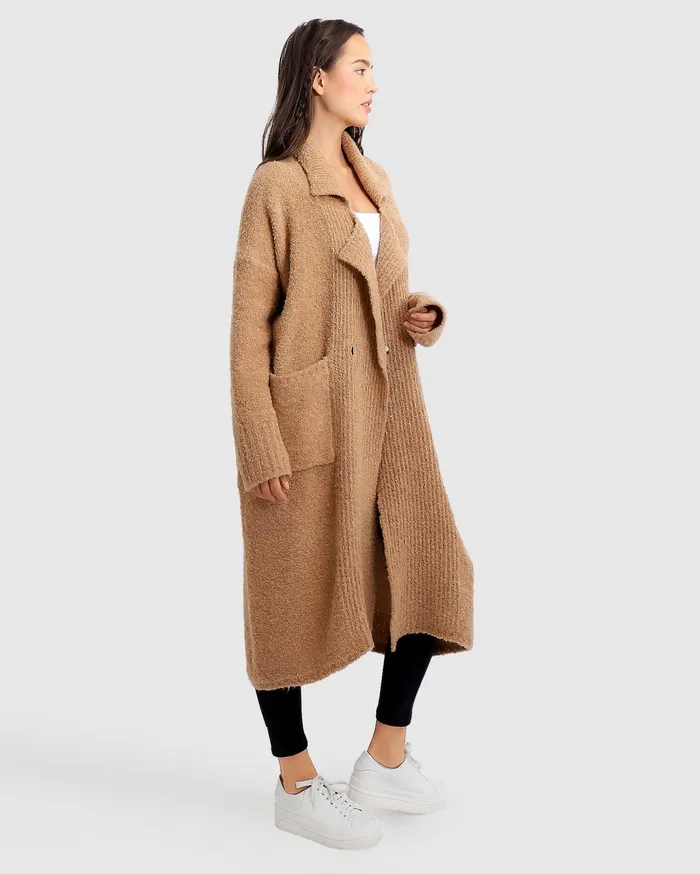 Women Tops Belle and Bloom Born To Run Sustainable Sweater Coat 8211 Light Camel