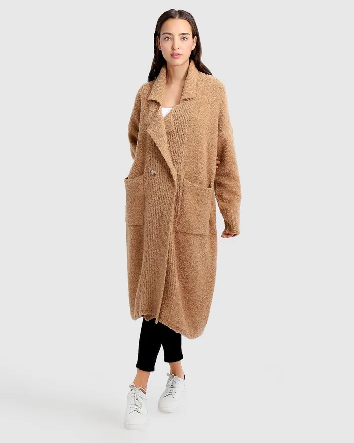 Women Tops Belle and Bloom Born To Run Sustainable Sweater Coat 8211 Light Camel
