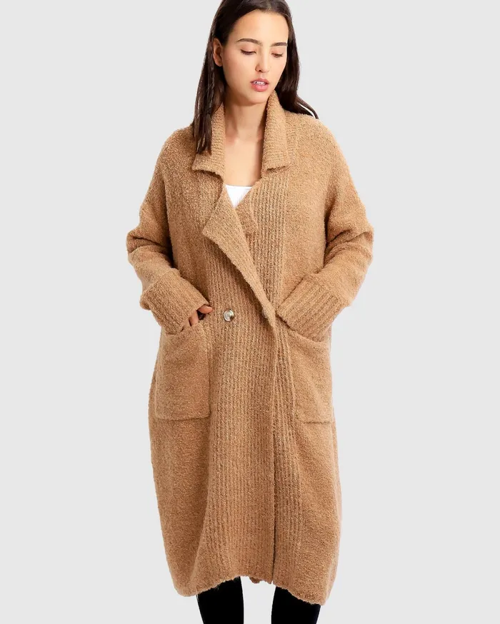 Women Tops Belle and Bloom Born To Run Sustainable Sweater Coat 8211 Light Camel