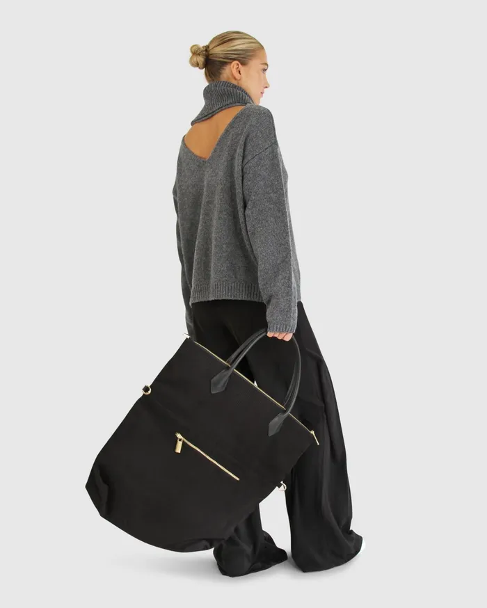 Women Tops Belle and Bloom Right Here Waiting Open Back Knit 8211 Charcoal