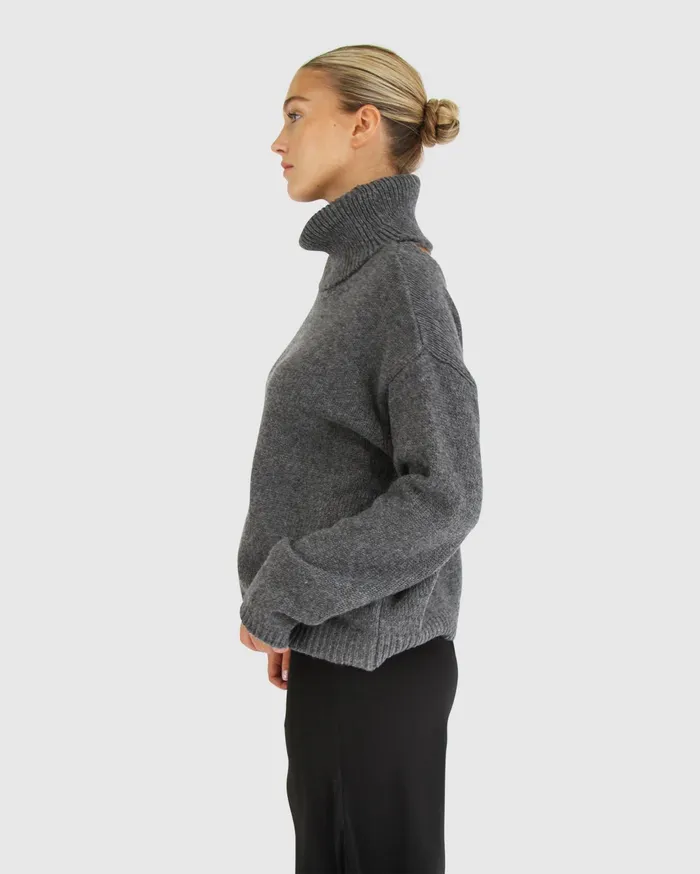 Women Tops Belle and Bloom Right Here Waiting Open Back Knit 8211 Charcoal